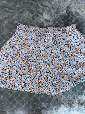 American Eagle Outfitters Light Blue Floral Skater Skirt